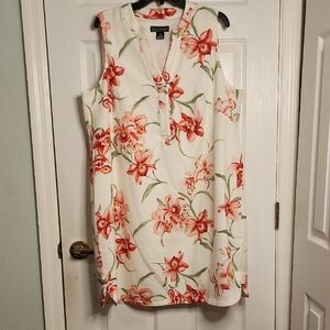 Jessica Howard Cream Midi Dress with Coral Floral Print